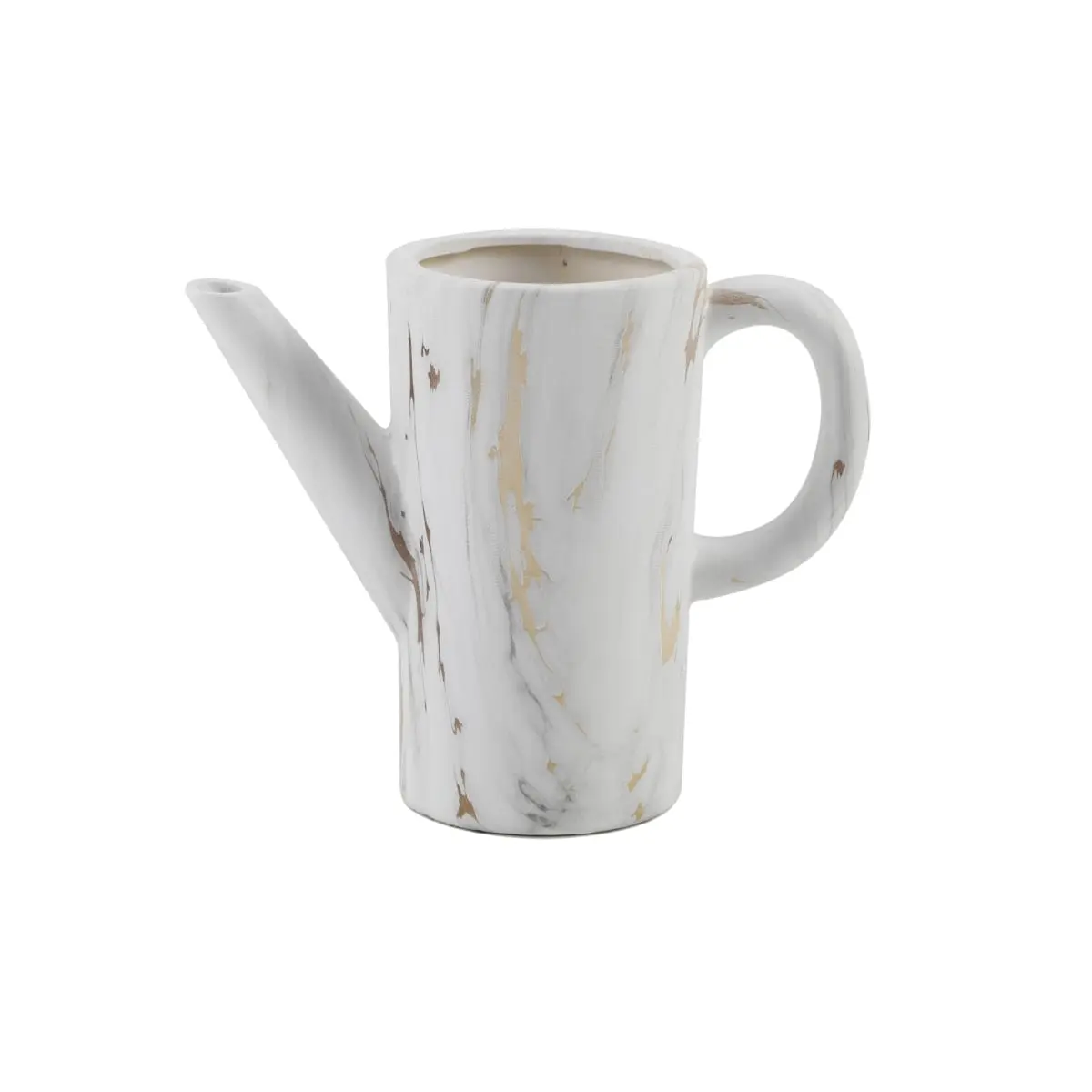 Flora Bunda CTC1783E-GDMBL Artisan-Handcrafted Ceramic Watering Can - 8.75 in, 2 lb, 8.75x4.375x6.875 in Dimensions, Gold Marble Finish, No Drainage Hole, Indoor Use, Irrigates Plants (Home & Garden Irrigation Supplies)