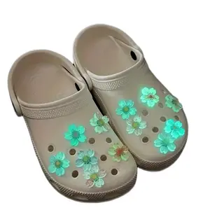 12 pcs Luminous Cherry Blossom Charms for Shoes Buckle-=%2=-=%2= Accessories Comfort Footwear Decor Stylish Active Hip jib bitz Croc-=%2= Charm=%2=-=%2=-=%2=-=%2= charm=%2= shoe flower design pvc clog gibbitz