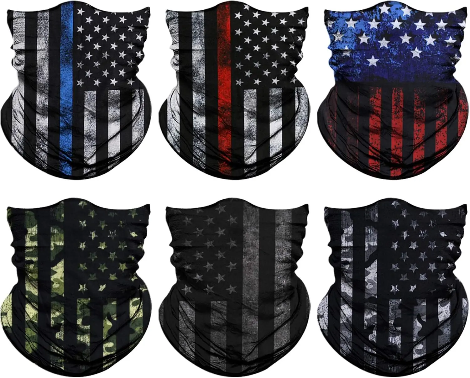 Venswell Seamless Neck Gaiter Face Mask Men Women American Flag Design Breathable Sun Dust Wind Protection Scarf Balaclava Headband Head Wrap Headwear