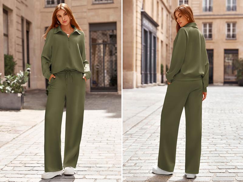 PRETTYGARDEN Women's Casual 2-Piece Sweatsuit Set - Half Zip Pullover Sweatshirt & Wide Leg Pants with Drawstring - Matching Tops & Sweatpants for Comfort PRETTYGARDEN Women's Casual 2-Piece Sweatsuit Set - Half Zip Pullover Sweatshirt & Wide Leg Pants with Drawstring - Matching Tops & Sweatpants for Comfort