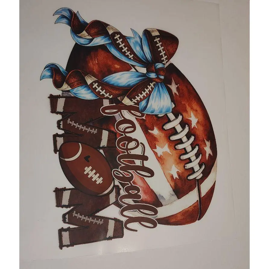 Oversized cold peel   DTF Transfer Blue and Brown Football Mom Design for Customization