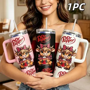 40oz Highland Cow Insulated Cup with Handle and Straw, Cute Design, Perfect for Gifts, Outdoor, Office, Fitness Use, Vacuum Flasks, Stainless Steel Tumbler, tumbler, water