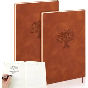 2 count Left Handed Notebooks Life Tree Leather Notebooks A5 5. 5 x 8. 07 Inch Lined Lefty Handed Notebook for  to School  Writing Notetaking Diary Travel Business Work(Brown)