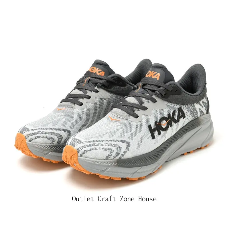 Light Grey & White Mesh Upper Athletic Sneakers with Orange Sole - Lightweight Non-Slip Sole, Cloud-Like Cushioning for All-Day Wear, Casual Running Shoes