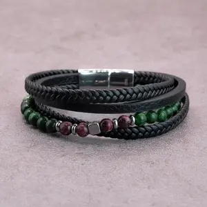 Aurevina Quadruple Leather Beads Bracelet