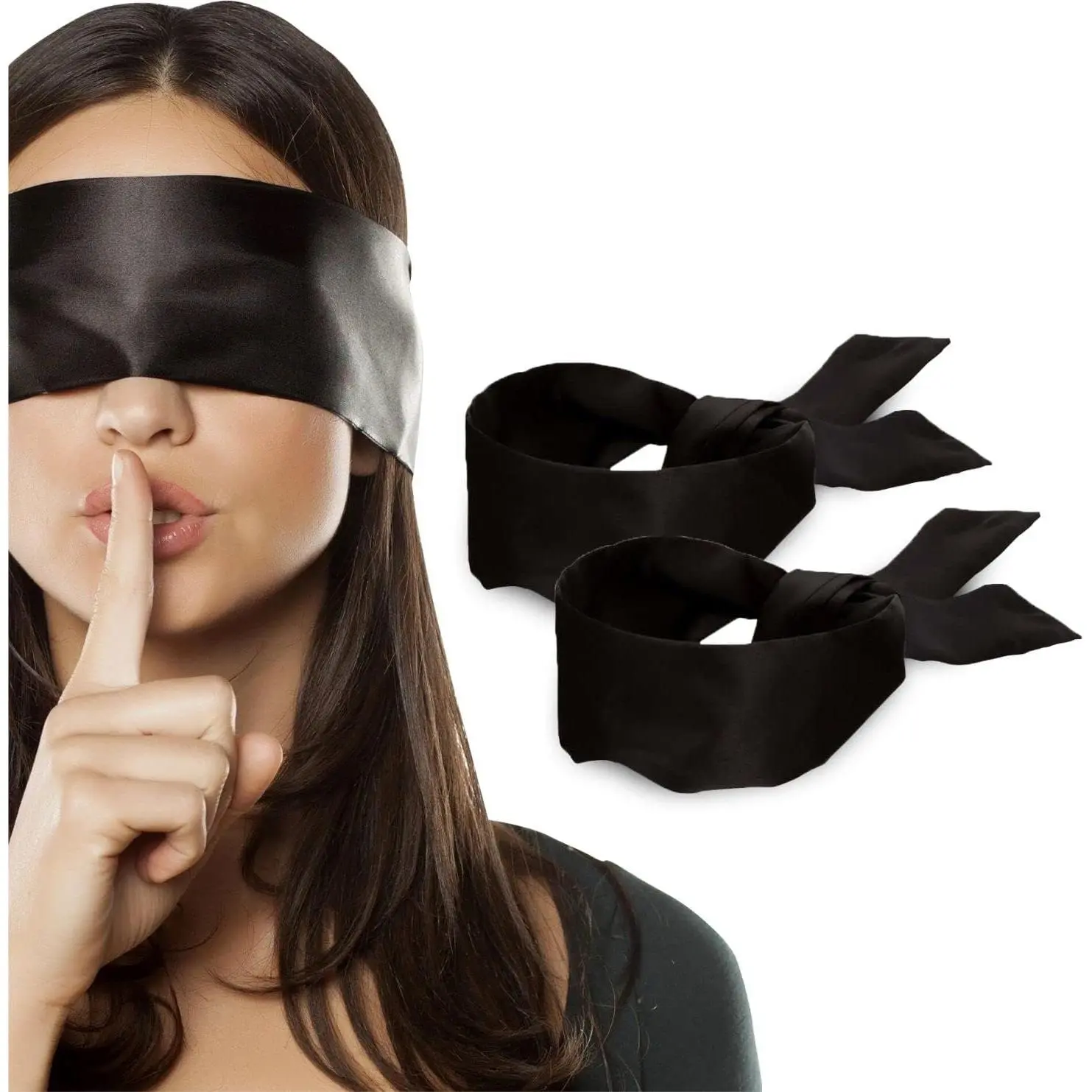 2 pcs Silk Satin Blindfold Eye Mask Sleep Mask Soft Satin Eye Cover Silk Sleeping mask Valentine Gift 155cm / 62"