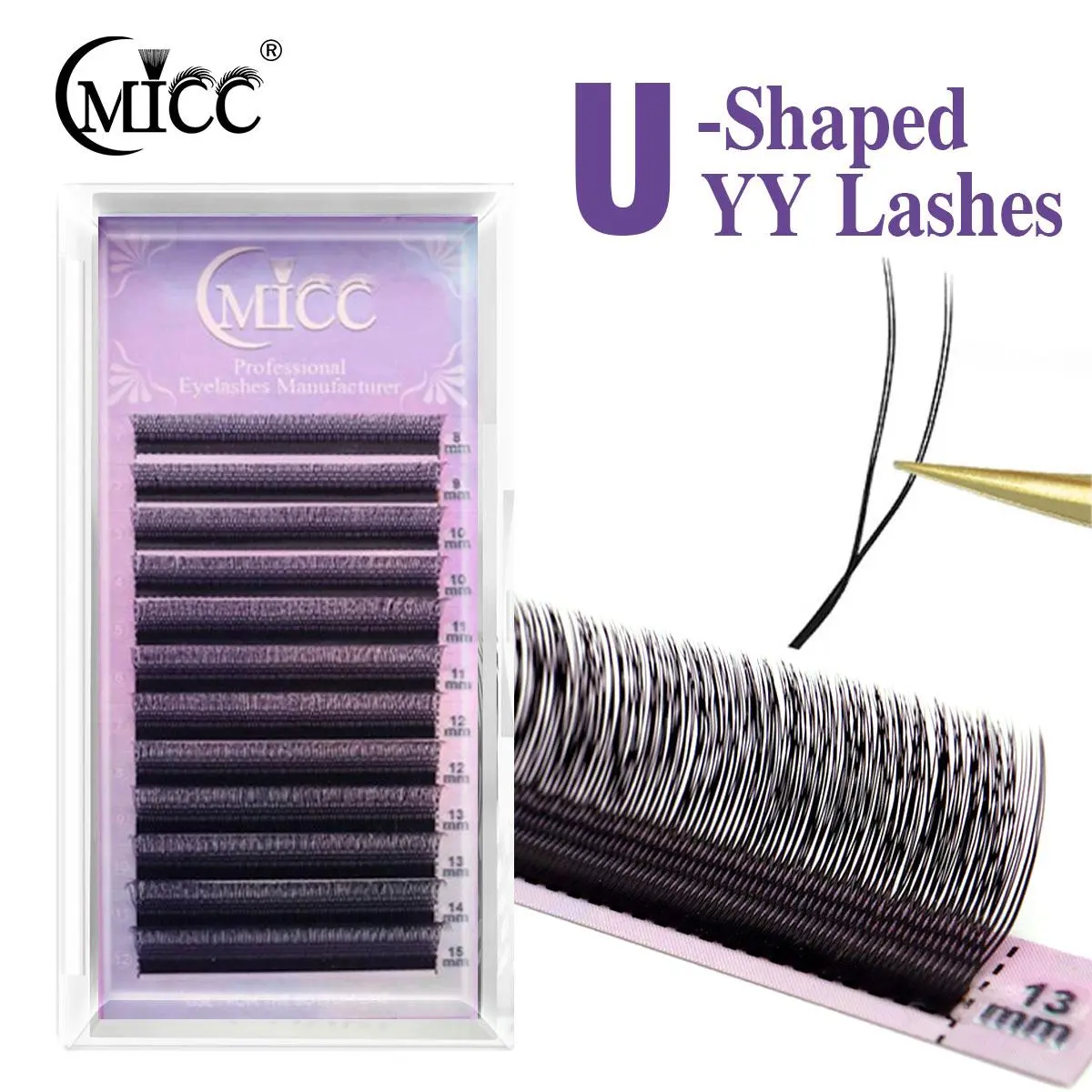 CMICC U-shaped YY Double Tip 2D Volume Lashes Ultra-thin Y Lash Extension Lightweight Super Soft Premade Fans Eyelash Extensions 2026 New