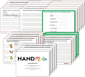 HANDMoto All Activity, Calligraphy Activity Pack for Any Age - Easy to Use with Whiteboard for Beginners - Perfect for Practicing Calligraphy