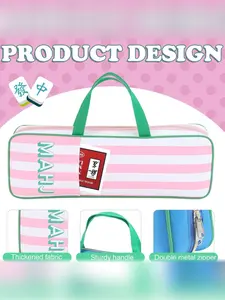 Portable Mahjong Storage Carrying Bag, Multifunctional Thickened Mahjong Organizer, Zipper Organizer, Essential for Party Table Games (does Not Include Mahjong)