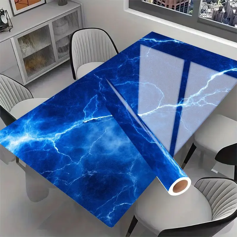 1 19.69X39.37inch Blue Wall Sticker with a Dynamic Bifurcated Design. It Is Self-adhesive and Suitable for Desks, Home Decor and Workspaces. Made of Durable Material That Leaves No Residue and Is Easy to Clean and Stick