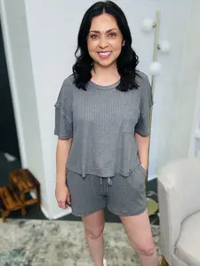 Waffle Hi-Low Shorts Set