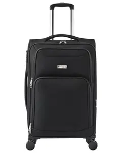 24-Inch Softside Expandable Luggage With Spinner Wheels For Travel, Durable Polyester Exterior, Lightweight Checked Suitcase, Multi-Compartment Design, TSA Lock, Black With Durable Build For Frequent Travel