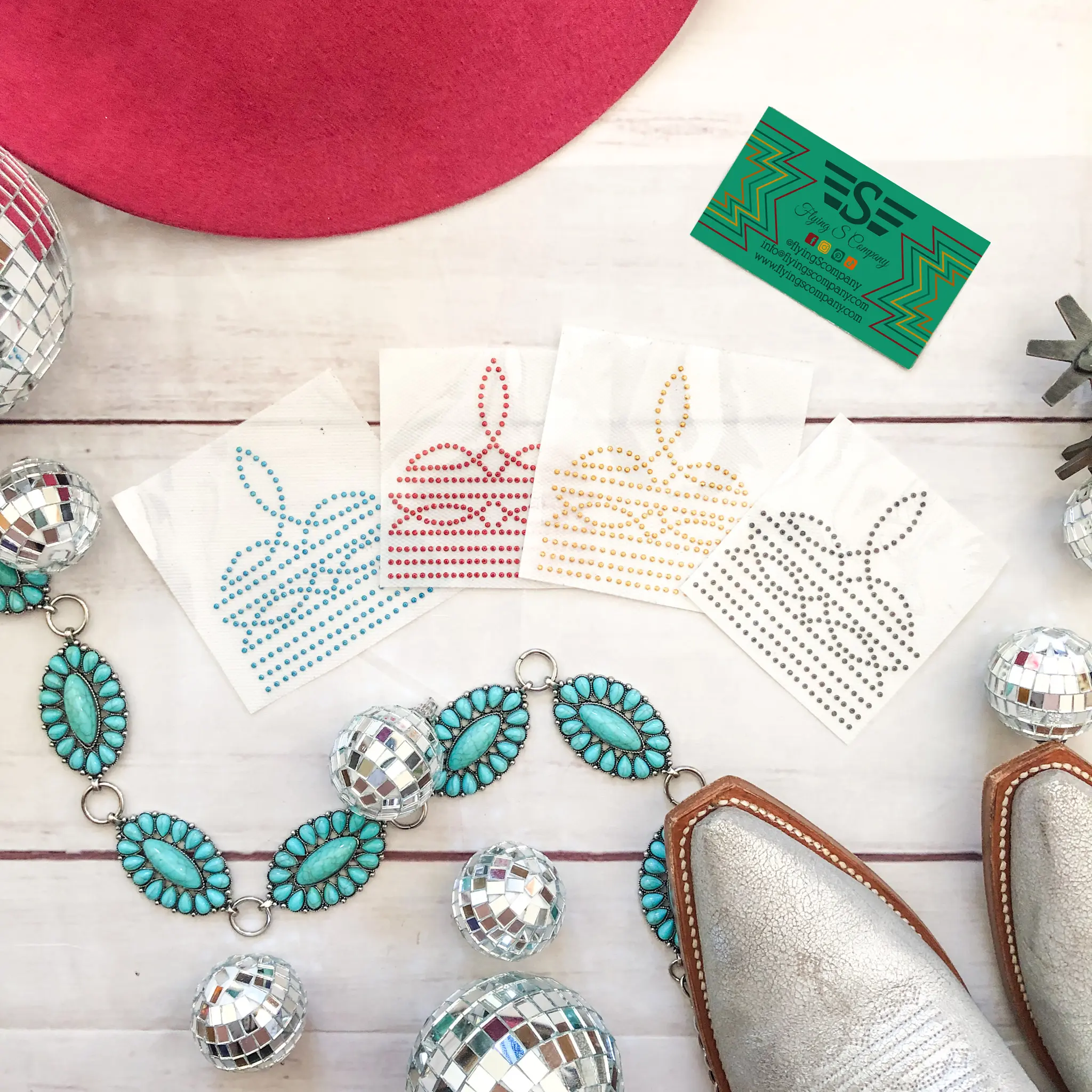 Rhinestone Boot Stitch Transfer (Transfer ONLY)