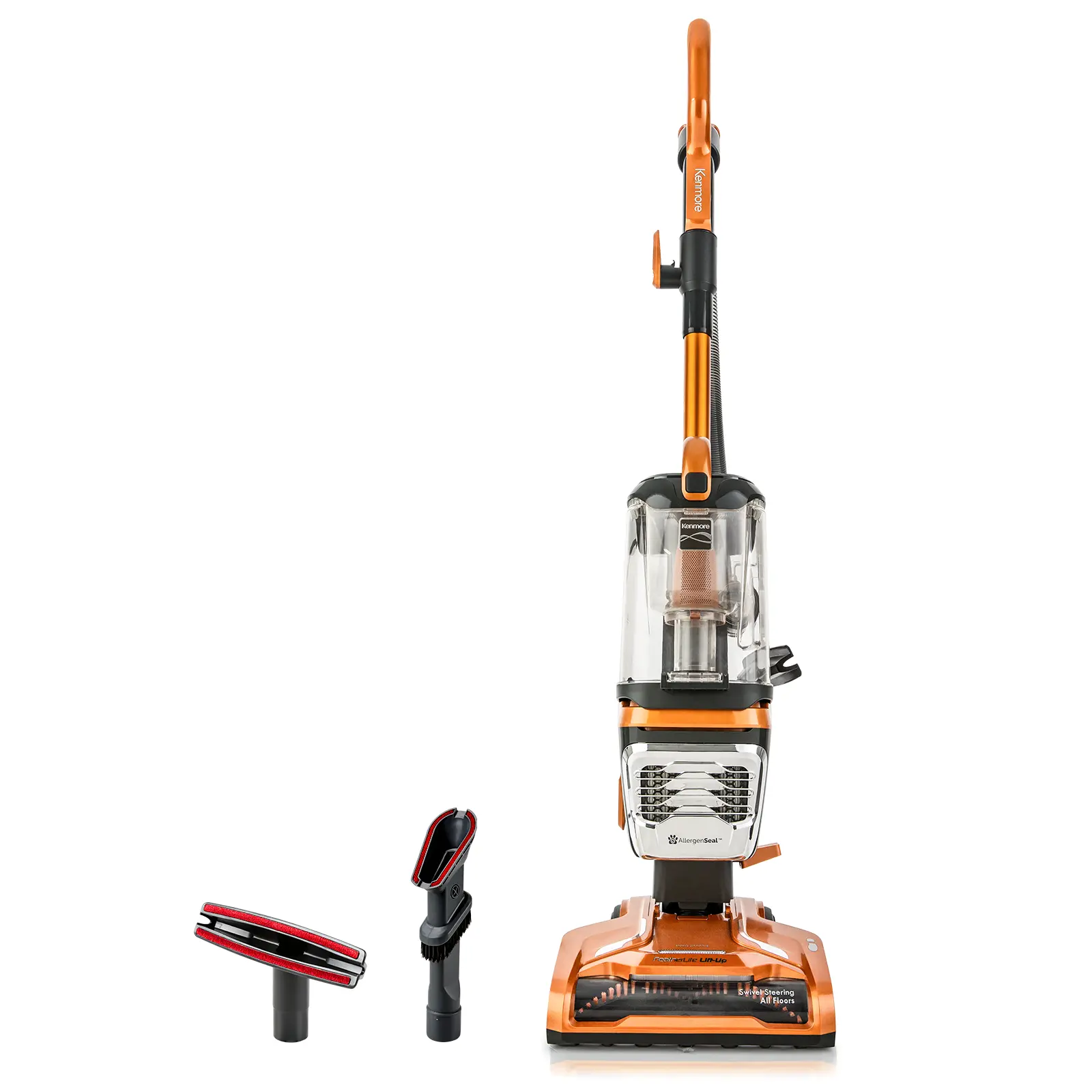 Kenmore DU4080 Featherlite Lift-Up Bagless Corded Upright Vacuum Cleaner, 960W 2-Motor Suction, Under 12 lbs Lightweight, HEPA Filter, 2 Pet Hair Tools, Extended Reach, US Plug, Orange, for Carpets & Hard Floors