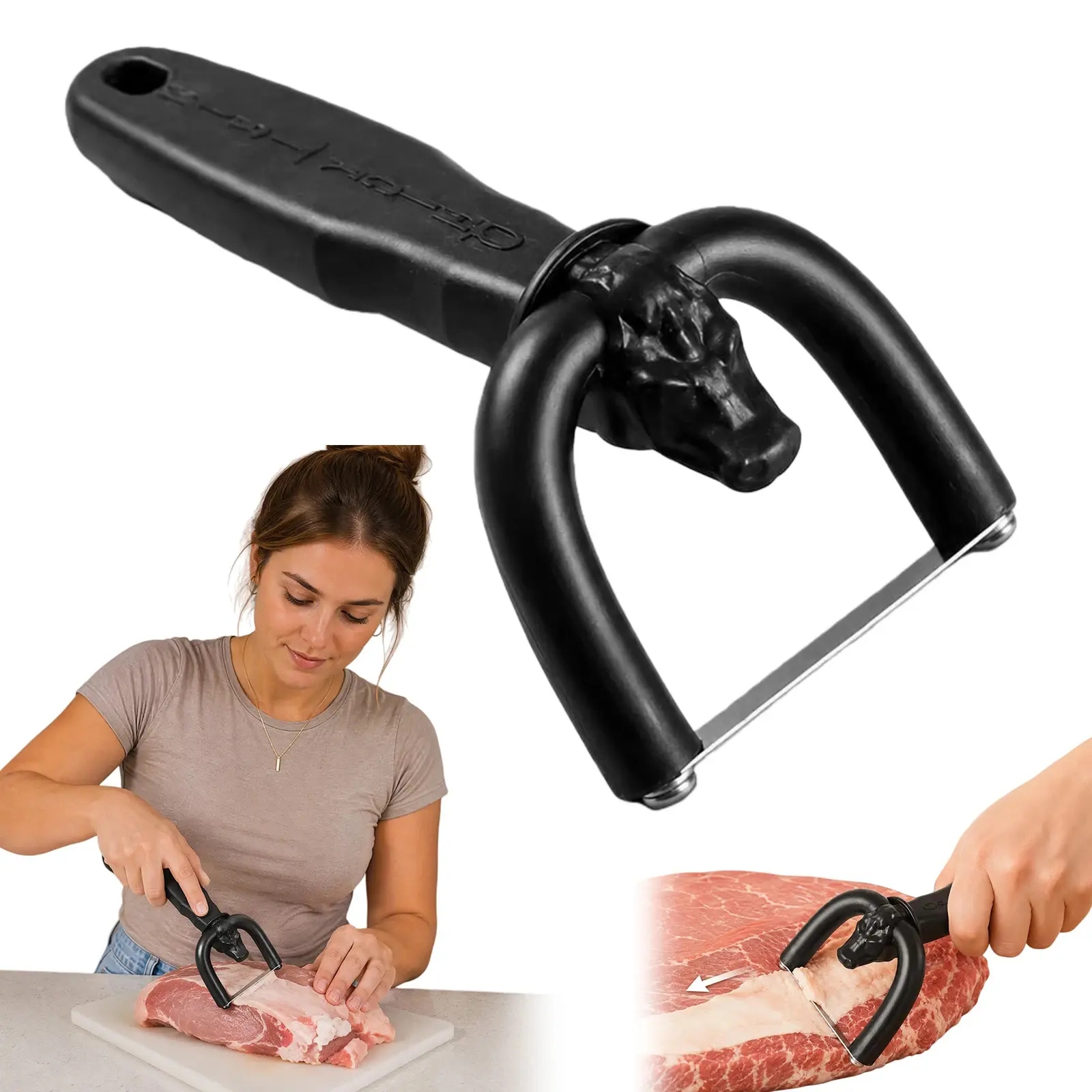 High-Quality Handheld Meat Cutter Utensils, Ergonomic Non-Slip Handle U-Shape Kitchen Gadget for Cutting Beef, Pork