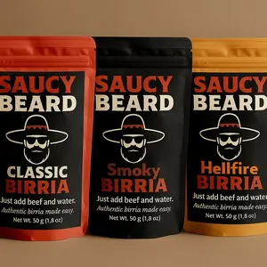 Saucy Beard Birria Seasoning Mix Classic Smoky Hellfire 50g Packet Authentic Mexican Flavor Bold Flavor Gluten Friendly No MSG