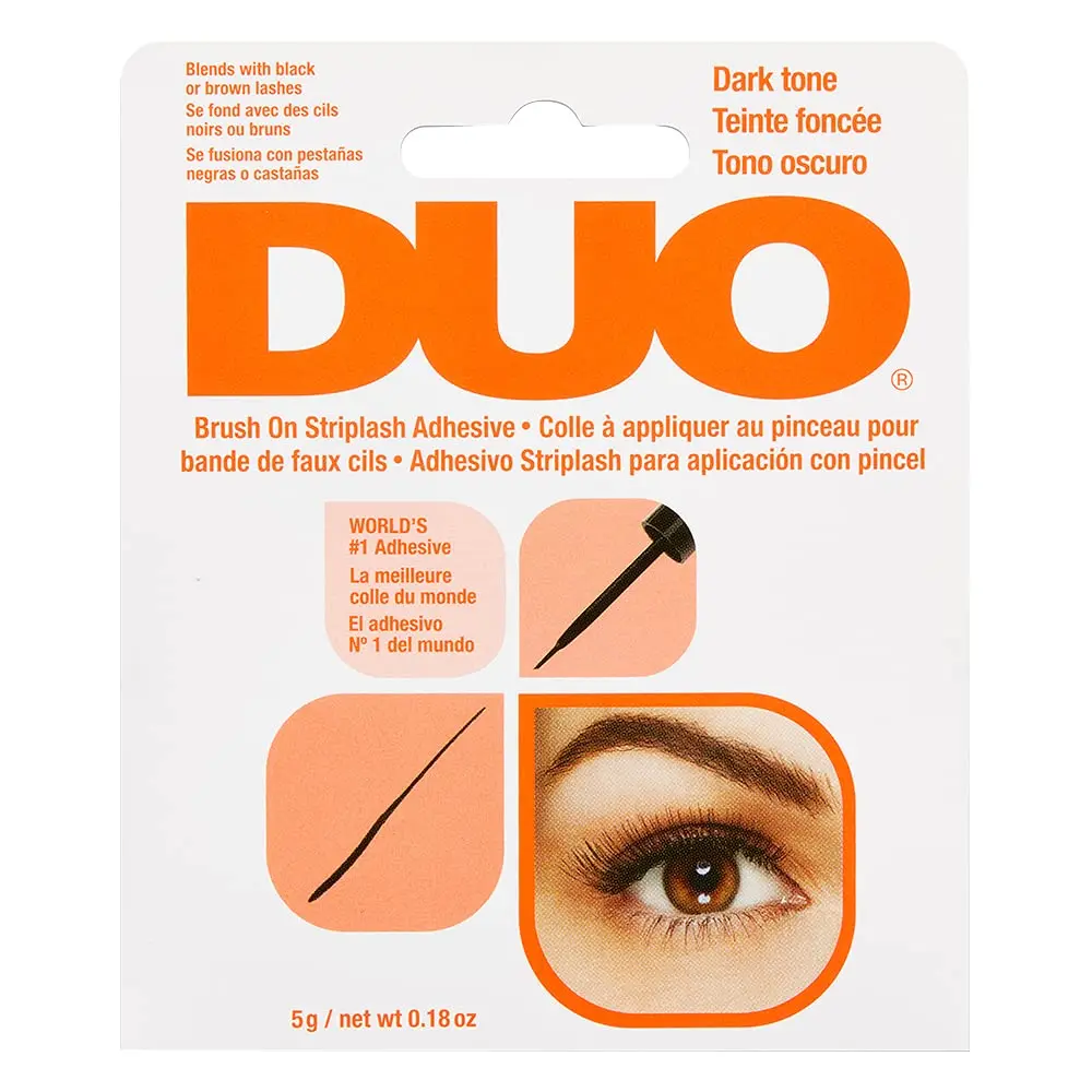 DUO Brush-On Dark Tone Lash Adhesive, Waterproof & Long-Lasting Lash Glue with Vitamins, Hypoallergenic Formula, 0.18 oz, Black Or Brown Lashes