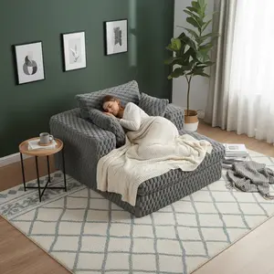 [US Inventory] 47" Oversized Bubble Cloud Chair  Extra Deep Lounge Sofa for Bedroom/Reading | Memory Foam & Pet-Friendly