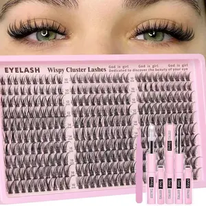 Wispy Lash Clusters Kit, 300pcs C Curl 10-16mm Individual Lashes, Natural DIY Eyelash Extension Kit (Beauty & Personal Care Makeup Tool)