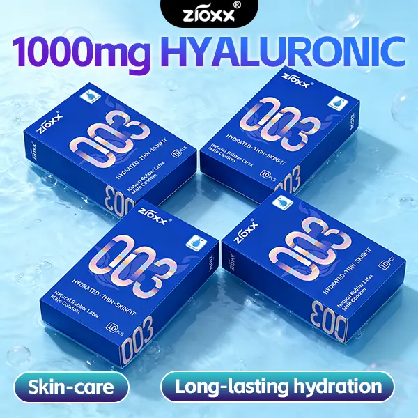 Zioxx 003 Men's Latex Condoms, 10-Pcs 0.045mm Ultra-Thin Low Odor Prophylactics, Smooth, Hyaluronic Acid Lubricated for Hydration, Secure Comfort Fit, Soft Skin-Feel, for Couples, First-Time Premium Users, Easy to Clean