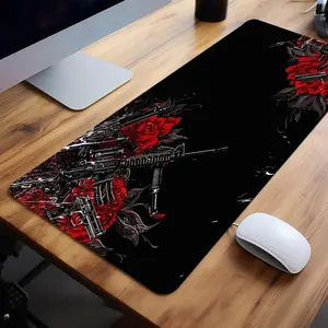 Roses Pattern Large Gaming Mouse Pad, Non Slip Computer Keyboard Pad, Rubber Base Stitched Edge Mouse Pad, Desk Mat For Game Home Office & Gift, Gaming Desk Accessory