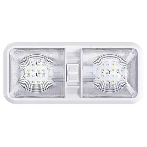 RV LED Ceiling Double Dome Light Fixture with ON/OFF Switch Interior Lighting for Car/RV/Trailer/Camper/Boat DC 12V Natural White 4000-4500K Natural White 4000-4500K, (1 Pack)