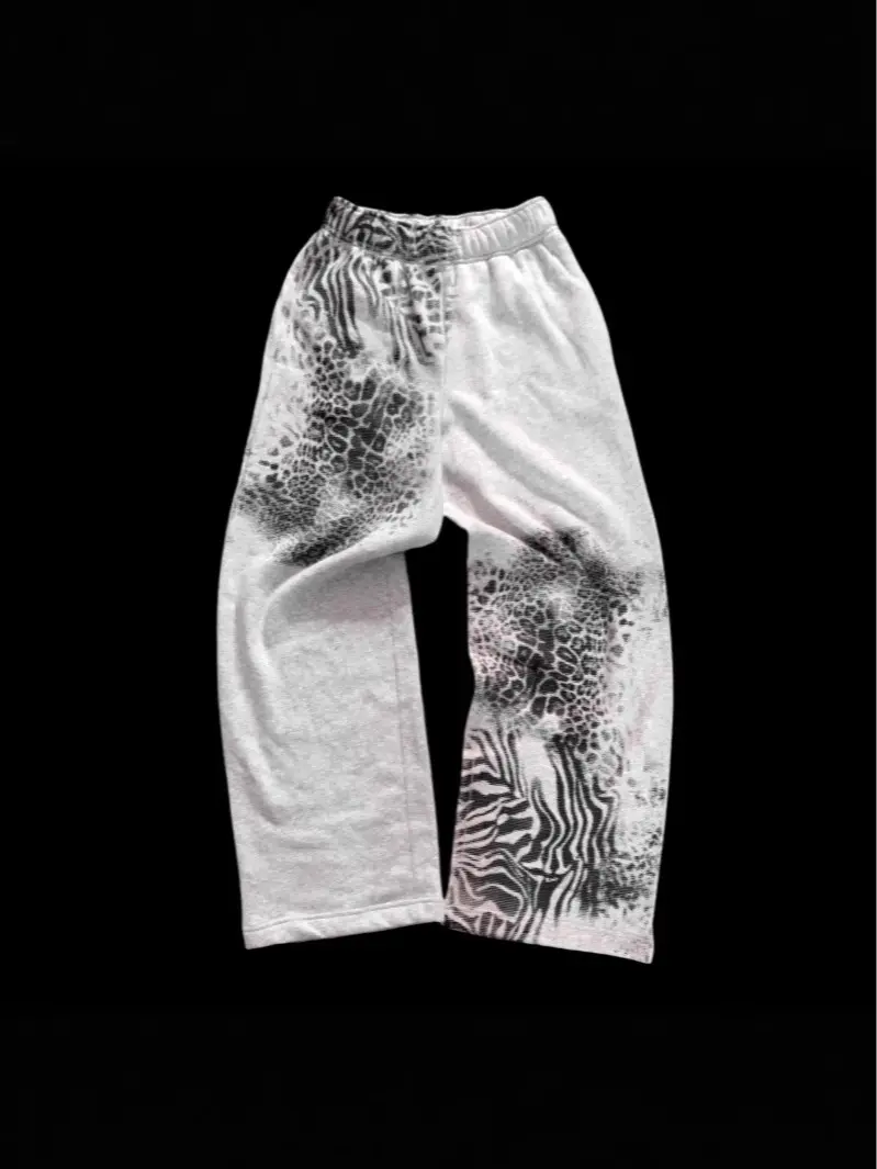 Women's Y2k Goth Leopard Print Polyester Bottoms - Elastic Waist, Loose Wide Leg Long Pants for Everyday Elegance