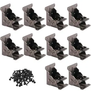 10 Pack Folding Leg Brackets, Folding Table Leg Bracket, Self-Locking Hinge, Foldable Support Bracket with Screws for DIY Tables, Beds, Folding Workbenches,