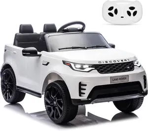 12V Licensed Land Rover Kids Ride-On Car, White, with Remote Control, Dual Motors, LED Lights, MP3, USB, FM Radio, Safety Features, Illuminated Steering Wheel, Durable Wheels, Interactive Design, Christmas Gift