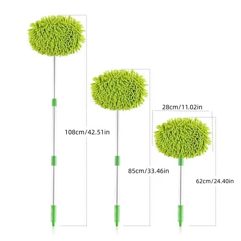 Long Handle Chenille Car Wash Cleaning Brush Mop, Telescopic Rod Design Rotatable, Removable Brush Head Soft and Durable, Easy To Clean, Does Not Hurt Car Paint, Suitable for SUVs, RVs and Trucks