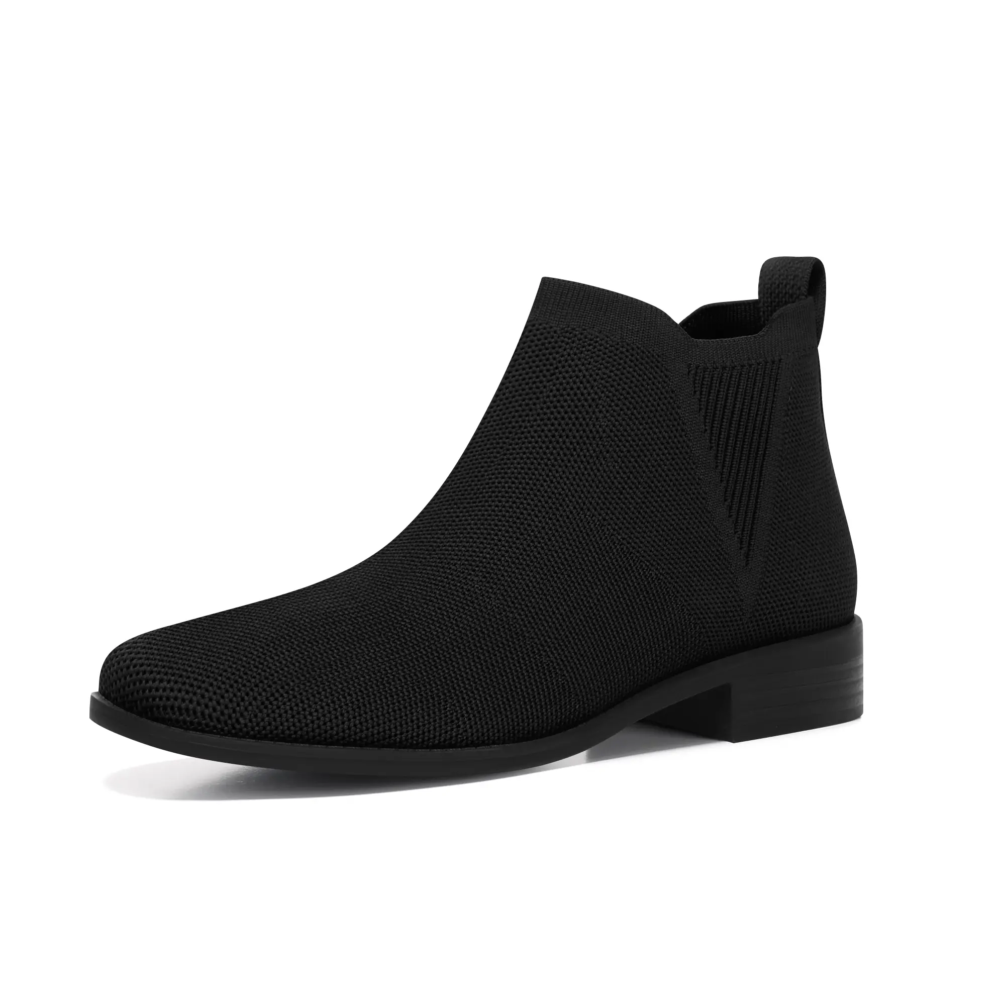Athlefit Sock Ankle Boots for Women Chelsea Square Toe Chunky Low Heel Booties Comfortable Slip on Short Boots boots Casual Walking Shoes