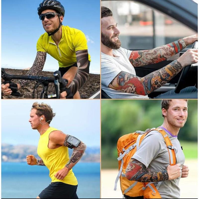 10pcs  Fake Temporary Tattoo Sleeves Slip on Arm Sunscreen Body Art Arm Stockings