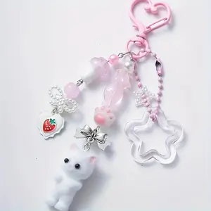 2pcs Adorable Beaded Cat Keychain, Accent Charm for Backpacks, Trendy Y2K Accessory, Cute and Stylish, Perfect for Gifts and Personal Use