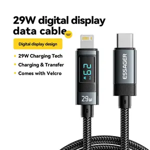 Essager USB Type C Cable for Iphone14 13 12 11 Pro Max PD 29W Fast Charging Wire for Iphone Charger Cable Digital Display Cable ESSAGER