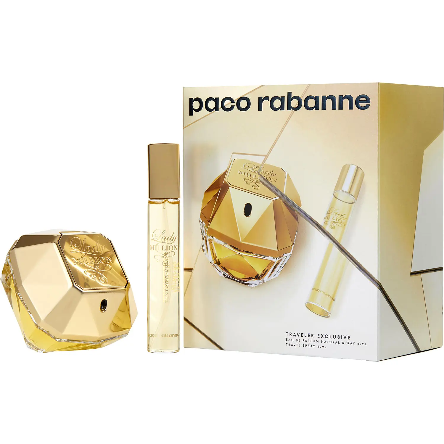Paco Rabanne Lady Million Set-Eau De Parfum Spray 2.7 Oz & Eau De Parfum Spray 0.68 Oz (Travel Offer) For Women Paco Rabanne Lady Million Set-Eau De Parfum Spray 2.7 Oz & Eau De Parfum Spray 0.68 Oz (Travel Offer) For Women