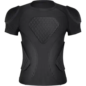 Youth Football Rib Protectors Padded Compression Shirt, 6-Pad Chest Sternum Impact Protection, Help Reduce Sports Injury Risk, Ages 8-14, Under-Jersey Fit for Practice & League Games