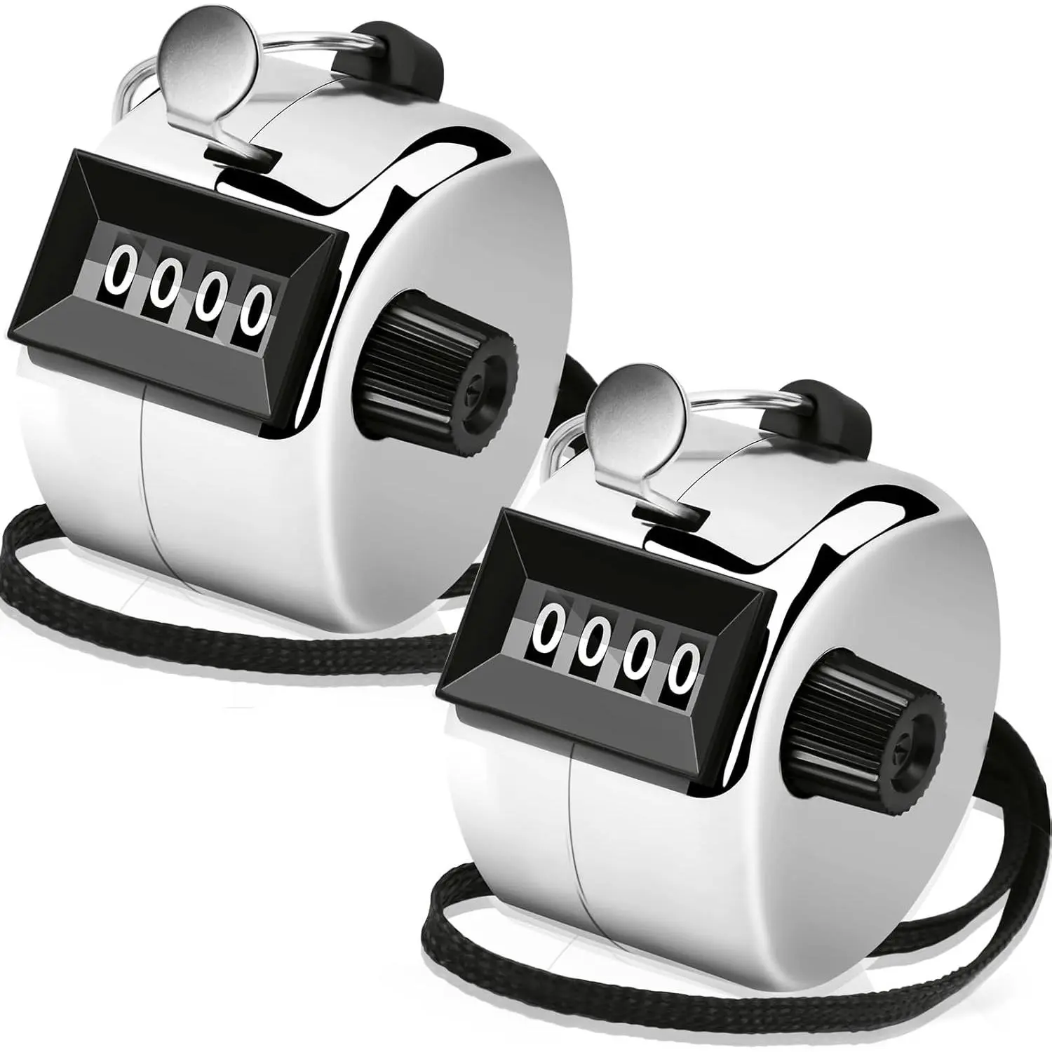 2 Pack Clicker Counter, Metal Hand Tally Counter Clicker, 4 Digit Mechanical  Click Counter for Counting Numbers, Coaching,  Events Count