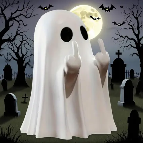 Halloween Ghost Figurine - Spooky Resin Middle Finger Statue, Cute Decor for Halloween Decorations, Porch and Indoor Spooky Home Decor