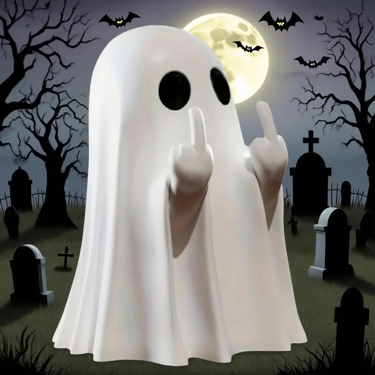 Halloween Ghost Figurine - Spooky Resin Middle Finger Statue, Cute Decor for Halloween Decorations, Porch and Indoor Spooky Home Decor