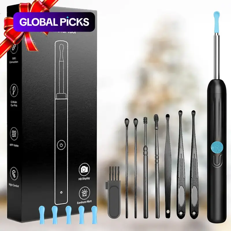 【Black Friday】Earwax Removal Kit with Camera, Portable Type-C Rechargeable Ear Pick with Cleaning Tools, Waterproof Endoscope Ear Cleaner #GLOBAL PICKS