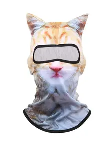 3D Cat Animal Ski Balaclava Ski Mask with Ears, Perfect for Music Festivals Raves Ski Halloween or Party Outdoor Events, Kitty Ski Mask