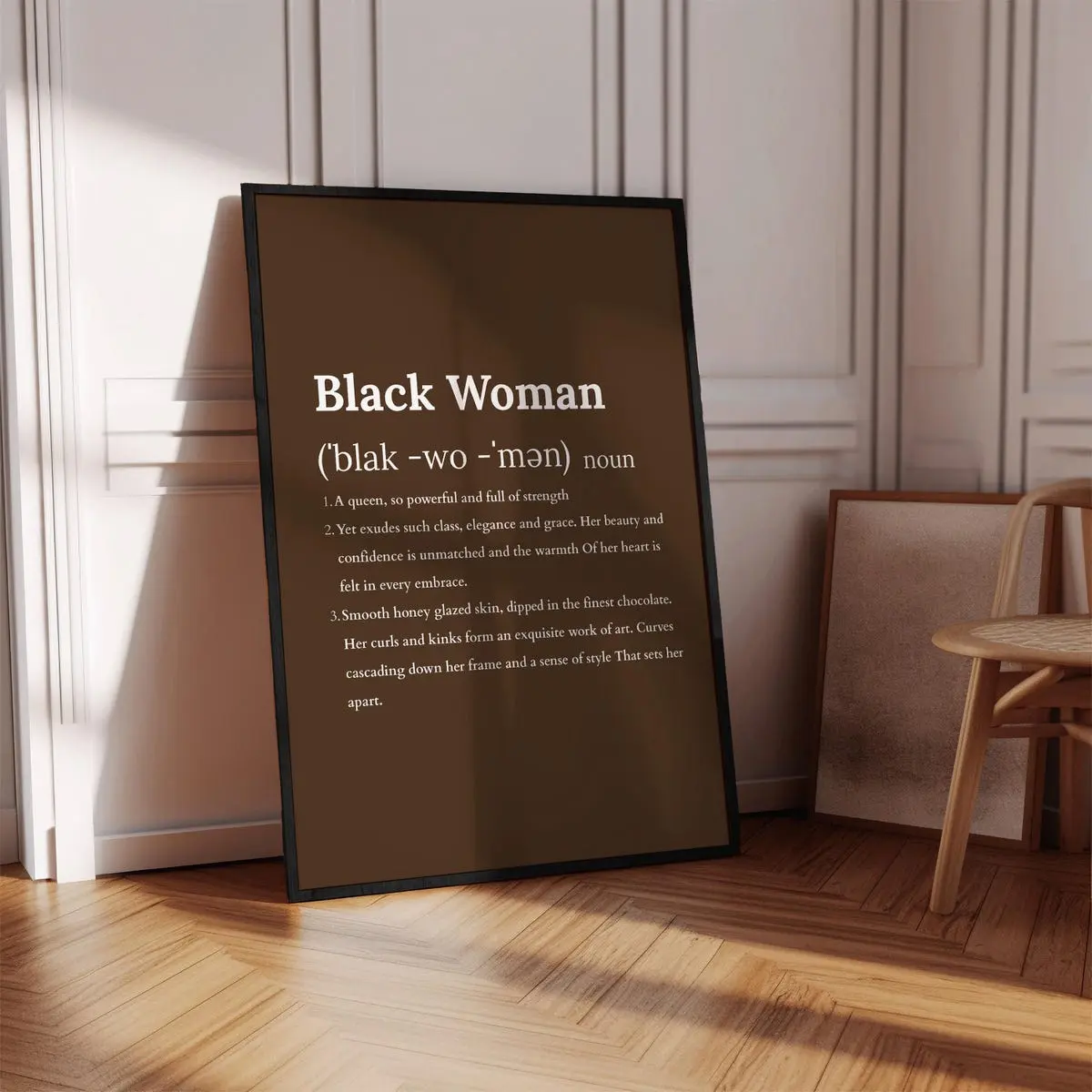 Black Woman Wall Art, Brown Wall Art, Girl Room Decor, Feminine Poster, Black Woman Definition Art, Room Decor, Unframed