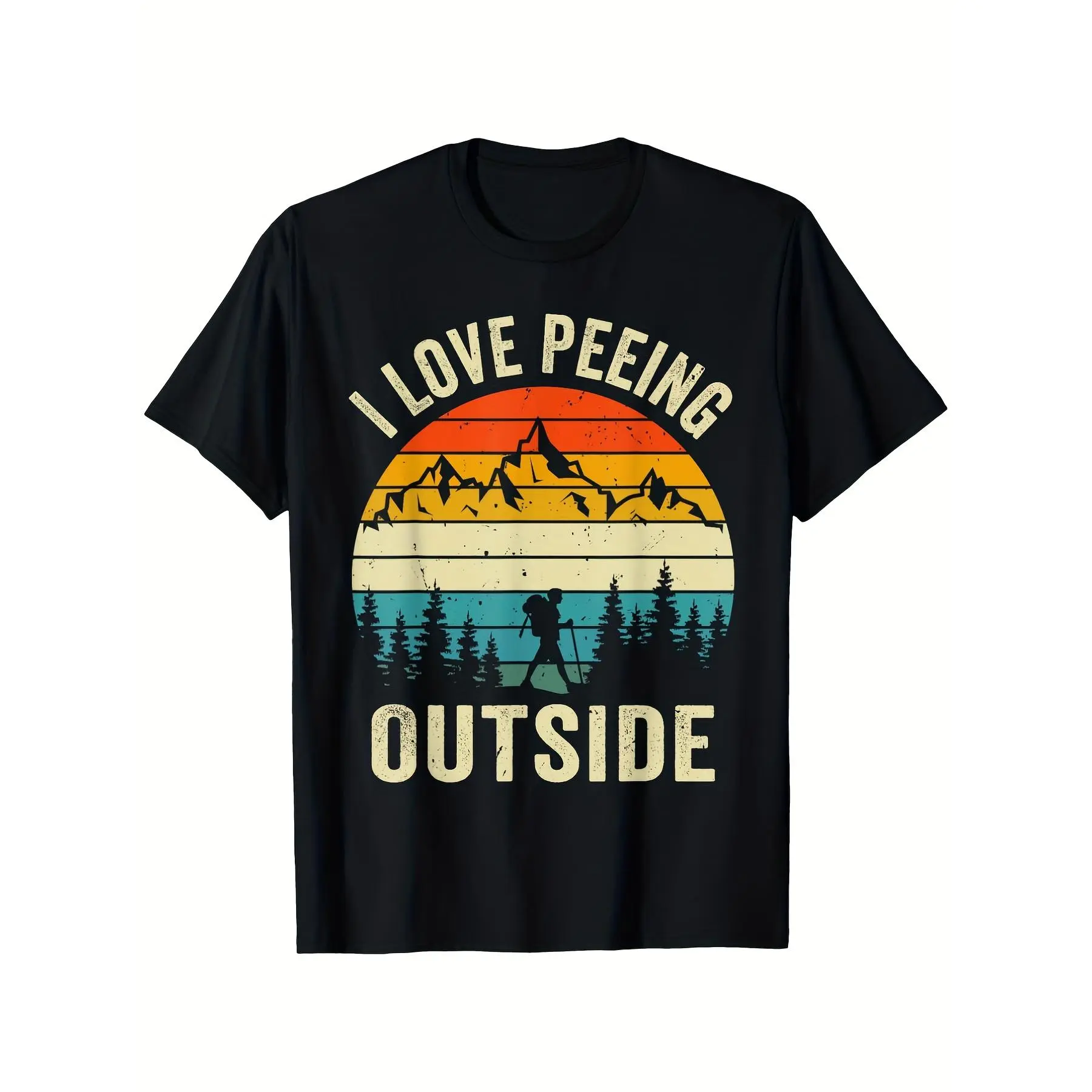 [100% Cotton] 100% Cotton I Love Peeing Outside Retro Camping Hiking Graphic T Shirt Slightly Elastic Round Neck Short Sleeve Unisex All Season Casual Tee for Men And Women Sizes S XXXL Same Style for Men And Women 2026 Summer Short-Sleeved Printed T-Shir