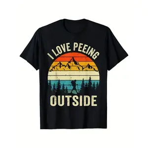 [100% Cotton] 100% Cotton I Love Peeing Outside Retro Camping Hiking Graphic T Shirt Slightly Elastic Round Neck Short Sleeve Unisex All Season Casual Tee for Men And Women Sizes S XXXL Same Style for Men And Women 2026 Summer Short-Sleeved Printed T-Shir