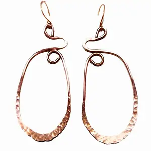 Handmade Hammered Pure Copper Artistic "Peacock" Hoop Earrings | Intention Jewelry Unique Artisan