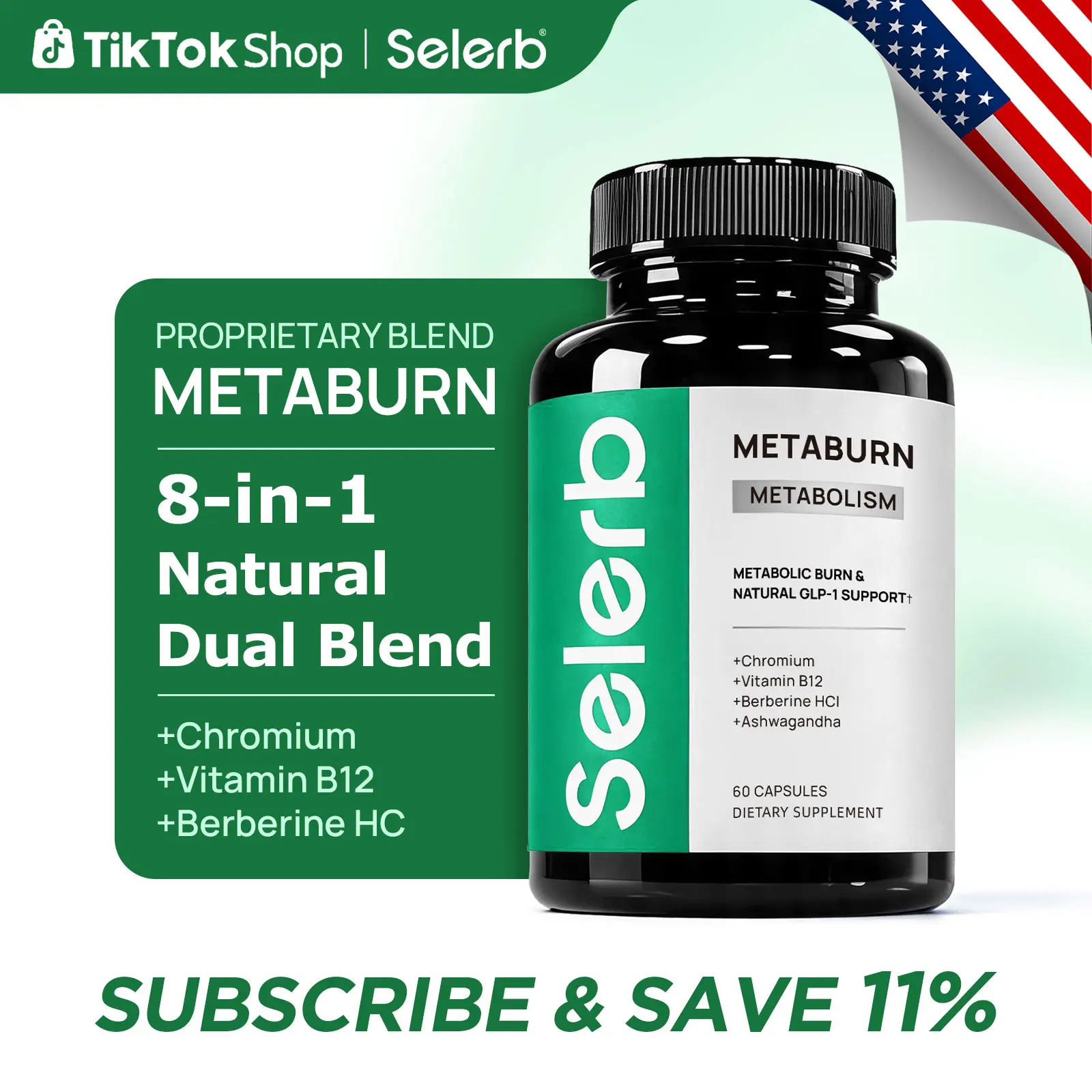 Selerb Metaburn for Daily Nutrient Support – With Chromium, Vitamin B12 & Berberine HCI – 60 Capsules TikTokShopBlackFriday