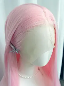 Light Pink Wig Long Straight Wigs for Women, 13x4 High-Definition Lace, Natural Hairline, 26 Inches, free Part，Daily Use & Cosplay