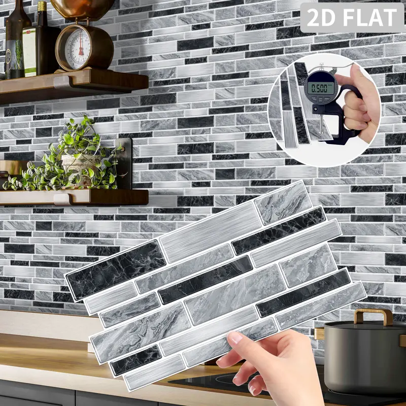 48pcs Marble Pattern Wall Sticker, Self AdhesivePeel & Stick Wall Decal, Waterproof & Oil-proof WallSticker For Kitchen Bathroom Home Office Decor