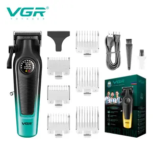VGR 196 Professional Hair Clippers for Men, Cordless & Corded Barber Clippers with Ceramic Stainless Steel Blades, LED Indicator, Hair Cutting Kit with 6 Guide Combs & Grooming Accessories summerwins