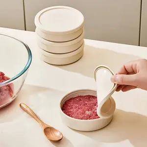 4pcs Food-Grade Beef Patty Portion Boxes, Silicone Freezer Fresh Round Storage Containers, Reusable Refrigerator Storage Boxes, Meat Freezing Portion Boxes, Stackable, with Lid Food Fresh Boxes, Microwave And Dishwasher Safe, Easy to Clean
